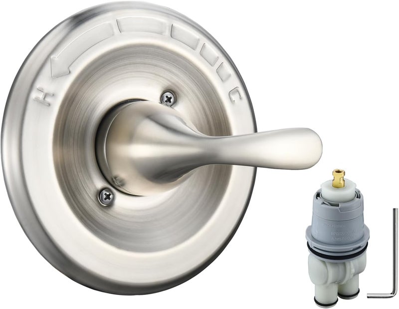 Merdicment T13020-SS Brushed Nickel Stainless Steel Replacement for Delta Classic 13 14 Series Single-Function Handle Trim Kit,Fit for Shower Rough-in Valve R10000 Series, (RP46074 Cartridge Included) - Image 1